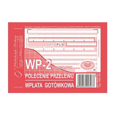 Druk MiP Polecenie Przelewu/Wpłata Gotówkowa WP-2 A6/80
